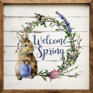 Pillow Cover- NEW- Easter Rabbit Welcome Spring